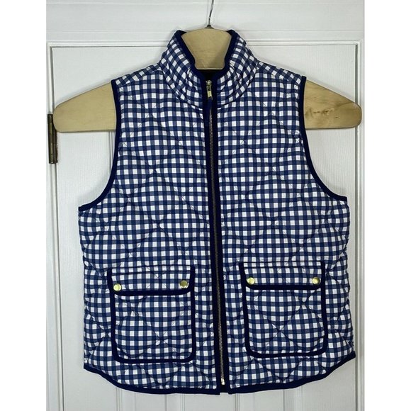 J. Crew Other - J.Crew Women’s Quilted Excursion Full Zip Vest Blue Gingham Large Down